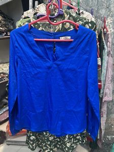 Elegant Blue V-Neck Top