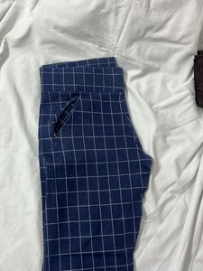Blue Check Stretchable Pant