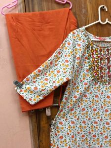 Brand New Floral Embroidered Kurti with Pant