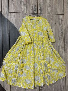 Floral Print Yellow Dress set