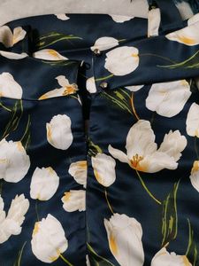 off shoulder satin knee length dress for girls