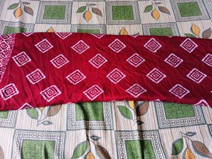 Red &amp; White Print Fabric With Blouse