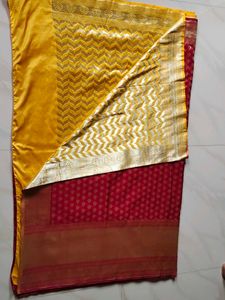 Red &amp; Gold Brocade Saree [2 Colour Mix]🎊🎉 Sale