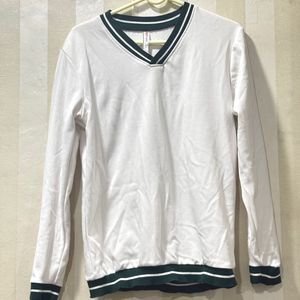 White V-Neck Long Sleeve Top