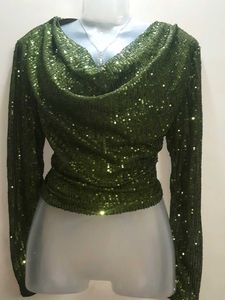 Stunning Green Embellished Kazo Partywear Top❤️