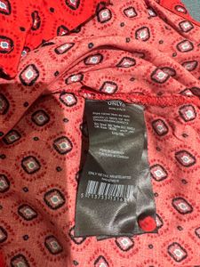 Red Patterned Long Sleeve Blouse