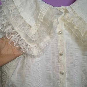 White Ruffle Collar Blouse
