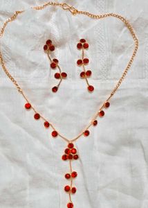 New Red &amp; Gold Jewelry Necklace Set