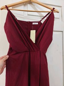 Berrylish Flared Maxi Dress With A Slit.