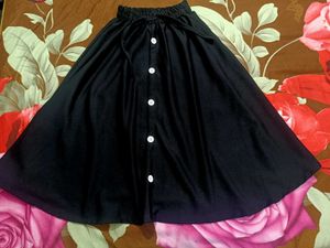 Black Button-Front Skirt