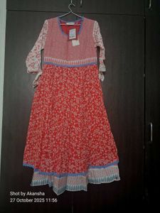 Biba Red Printed anarkali  Kurta