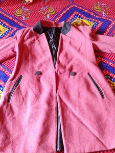 Vintage Pink Colour Long Coat For Women