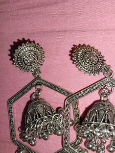 Silver Jhumka Earrings