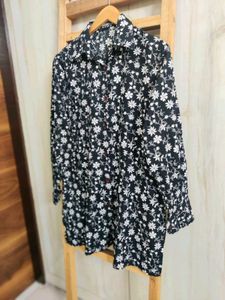 Black Printed Cotton Shirt Size-36