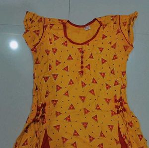 Stylish Yellow &amp; Red Cotton dress