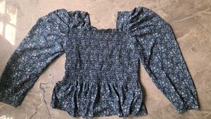 Navy Blue Square Neck Top
