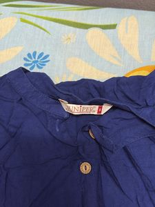 Blue Kurta And White Leggins With Pocket For Women