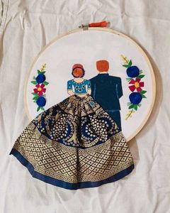 Couple Embroidery Wooden Hoop