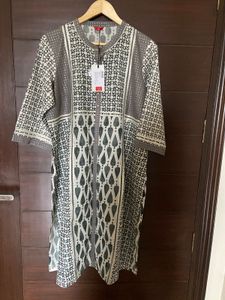 W Women’s Gray Printed Kurta (18)xxxl