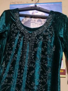 Emerald Green velvet Kurta