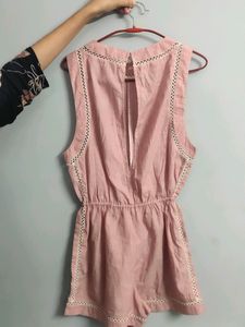 Women Blend Sleeveless Waist Tie-Up Playsuit/Mini