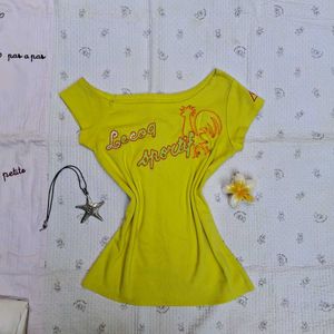 Y2k Printerest Fitted Pff Shoulder Tops