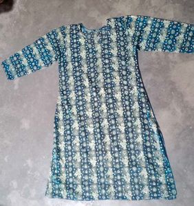 Blue Net Patterned Dress