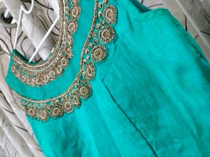 Beautiful Peacock Green Ethnic Dress With Dupatta