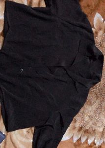 Black Satin Front Knot Shirt