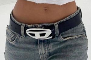 Diesel Black Leather Belt with Silver Logo Buckle