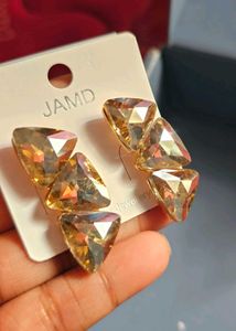 JAMD Triangle Crystal Earrings
