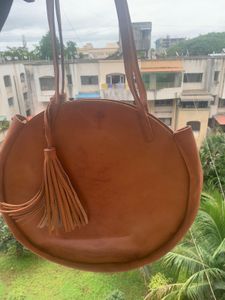 Tan Leather Circle Tote