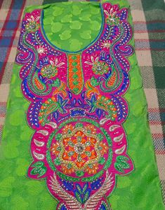 Self Chanderi All Over Suit Neck Designs