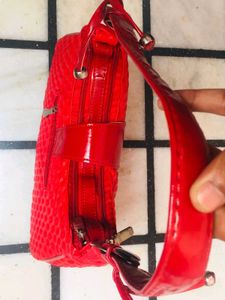 Red Quilted Shoulder Hand Bag