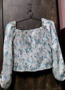 Floral Full Sleeves Crop Top