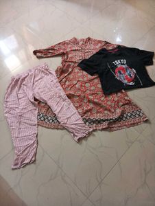 Clothing Bundle - Dress, Pants, and Tee 1 Dupatta