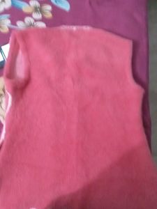 Pink Sleeveless Angora Cardigan