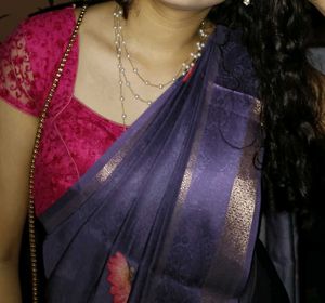 Floral Print Purple Saree