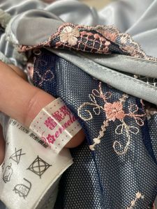 Blue Floral Lace Trim Nightgown