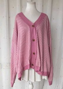 Pink Striped Cardigan