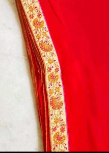 Elegant Red Saree with Blouse