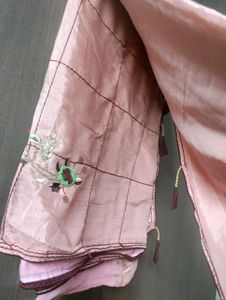 Beautiful Dark Peach Saree With Contrast Blouse