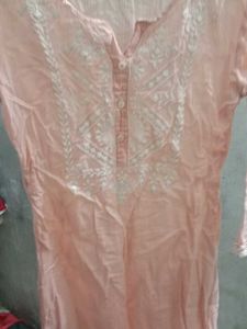 Peach Embroidered Kurta