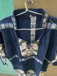 Ethnic Print Navy Tunic Short Kurti