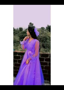 Beautiful Levender Long Gown💜with Hair Bow🎀