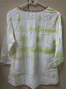 White &amp; Green Kurta
