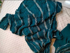 Teal Crop Top and Skirt Set