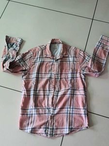 Pink Plaid Long Sleeve Button-Down