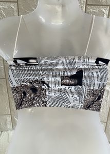 Noodle Strap Padded Crop Top