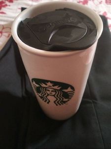 Starbucks White Ceramic Travel Mug